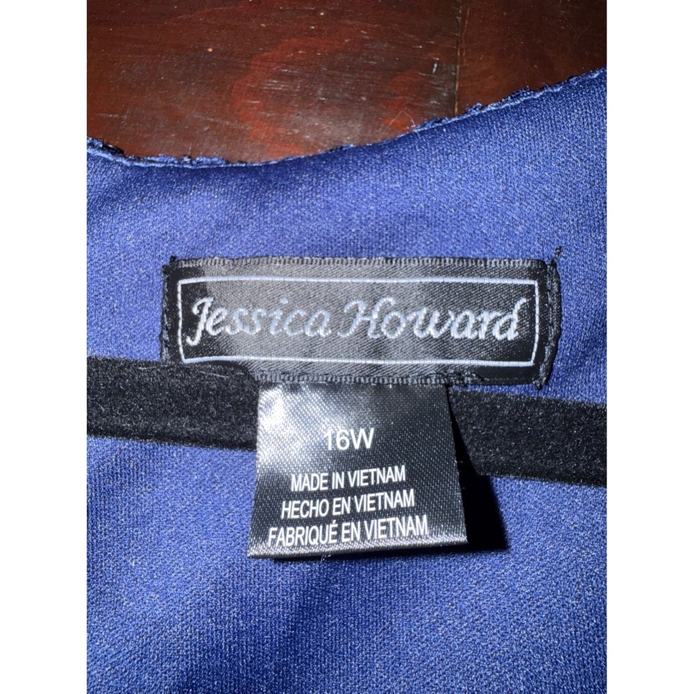 Jessica Howard Womens 16W Navy Blue Sequin Lace Sheath Dress JH9W5459 NWT - Picture 3 of 5